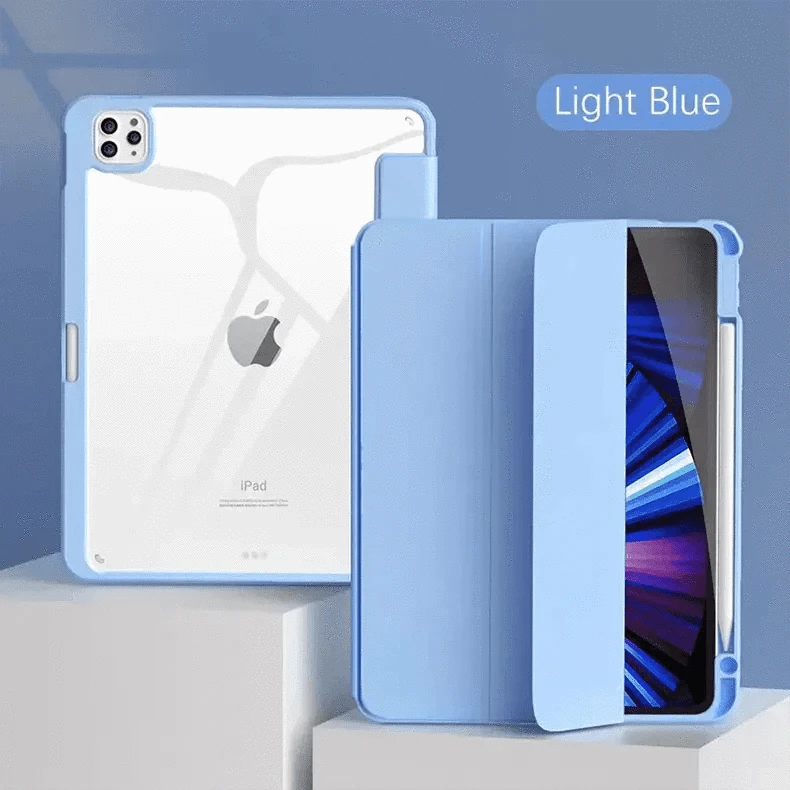 Built-in Stand Trifold Slim Transparent Cover for iPad 7 | 8 | 9 (10.2-inch)