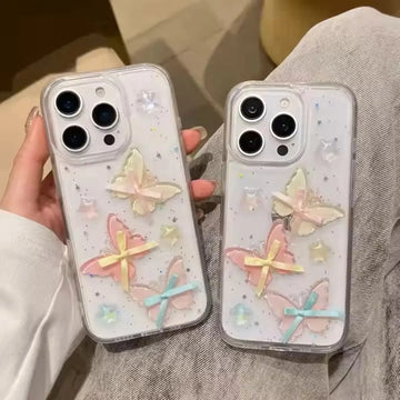 3D Cute Korean Design Transparenrt Hard Case for iPhone 15 Plus