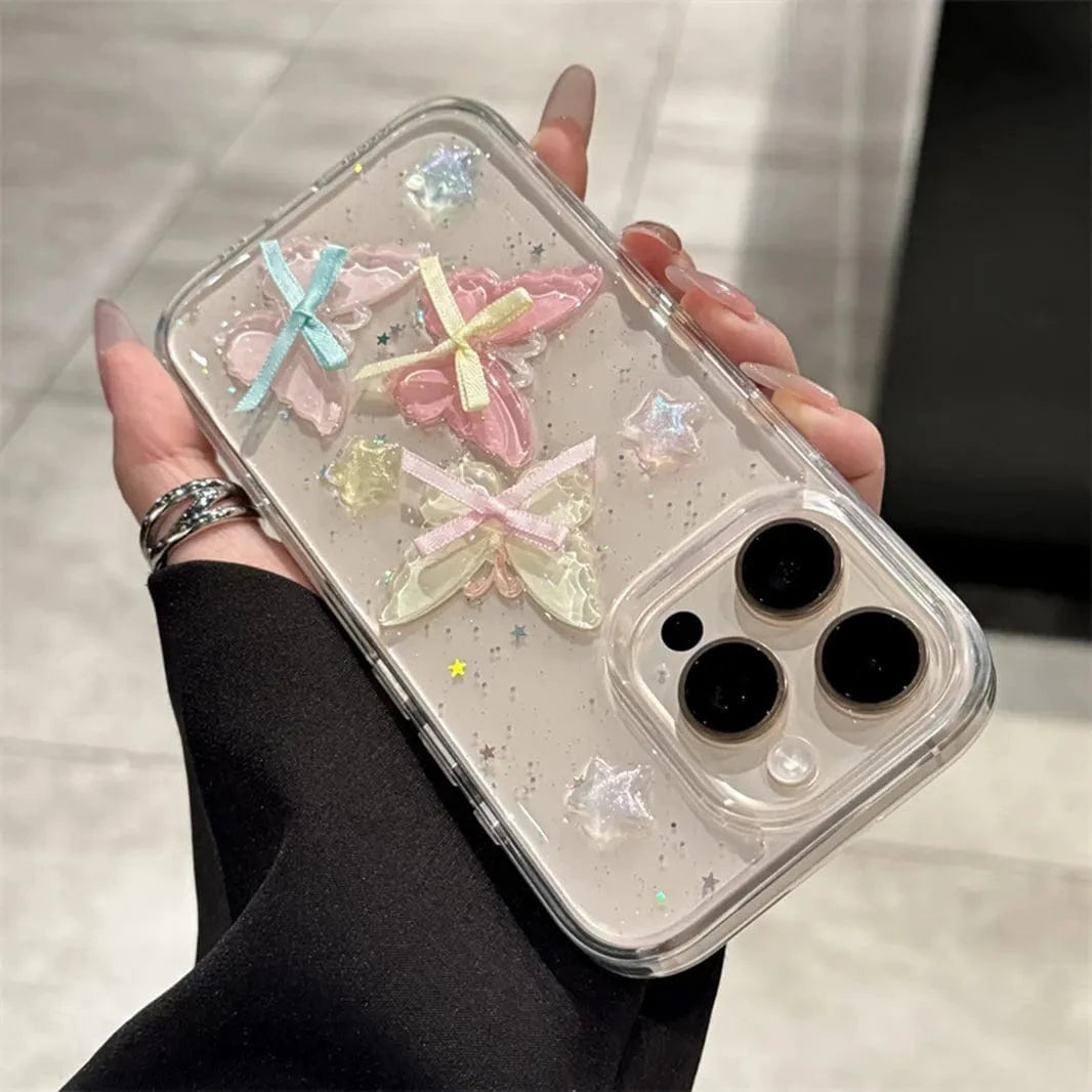 3D Cute Korean Design Transparenrt Hard Case for iPhone 15 Plus