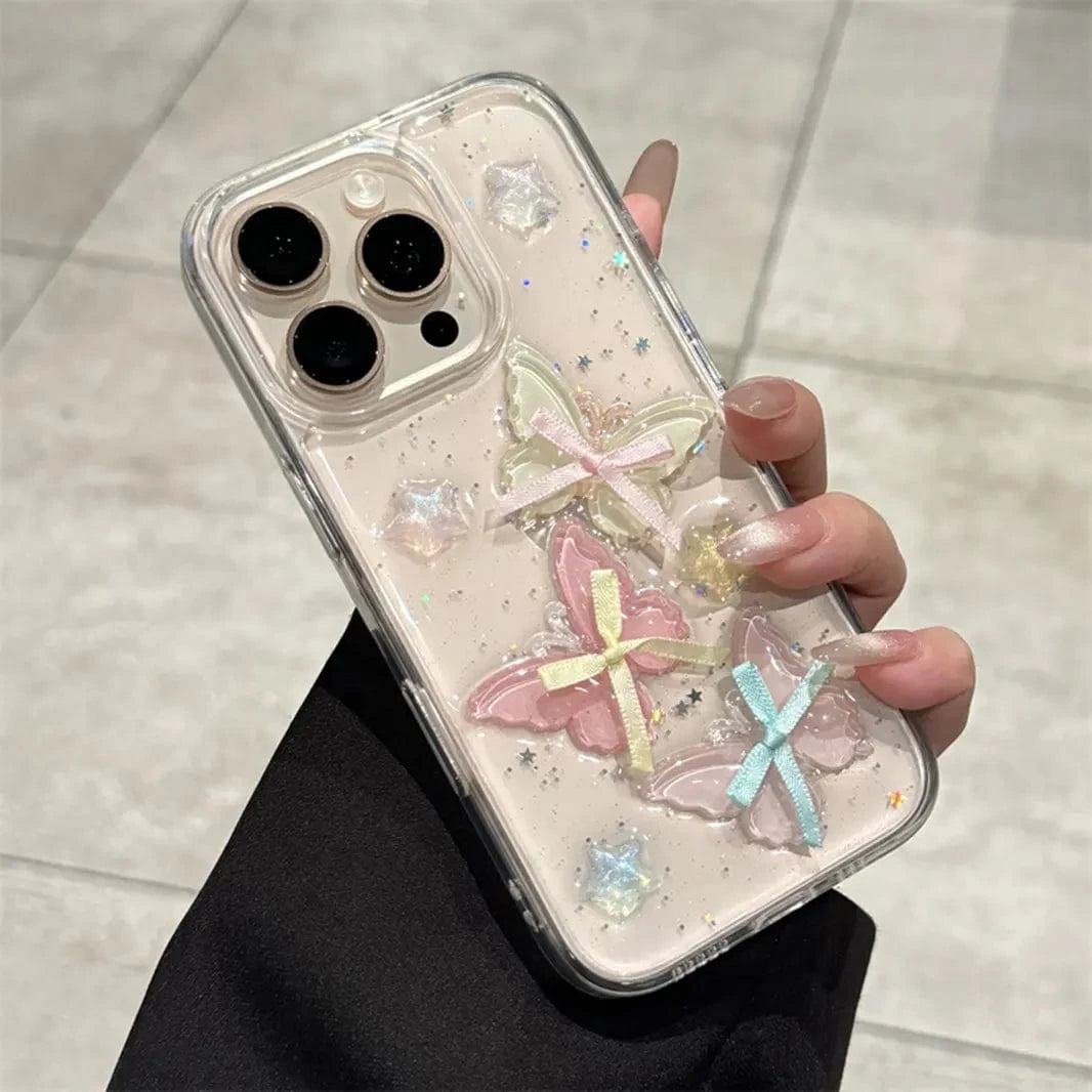 3D Cute Korean Design Transparenrt Hard Case for iPhone 15 Plus