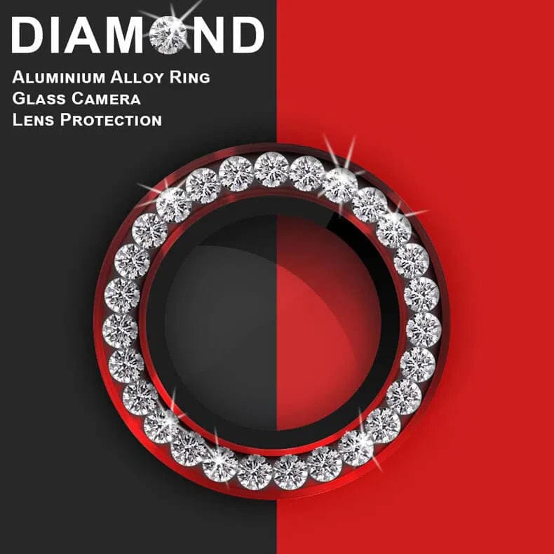 Bling Diamond Camera lens protector glass ring aluminum alloy frame for Apple iPhone iPhone 14 Pro | 14 Pro Max / Red - Ktusu