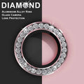 Bling Diamond Camera lens protector glass ring aluminum alloy frame for Apple iPhone iPhone 15 | 15 Plus / Rose Gold - Ktusu