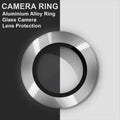 Camera Lens Protector Glass aluminum alloy frame Ring for Apple iPhone 15 Series iPhone 15 Pro Max / Silver - Ktusu