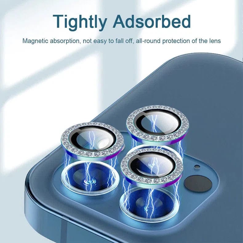 Bling Diamond Camera lens protector glass ring aluminum alloy frame for Apple iPhone - Ktusu