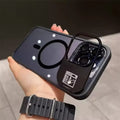 Cases & Covers for iPhone 15 Pro Max / Black Metal Kickstand magsafe Case With camera lens protector for iPhone