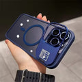 Cases & Covers for iPhone 15 Pro Max / Blue Metal Kickstand magsafe Case With camera lens protector for iPhone