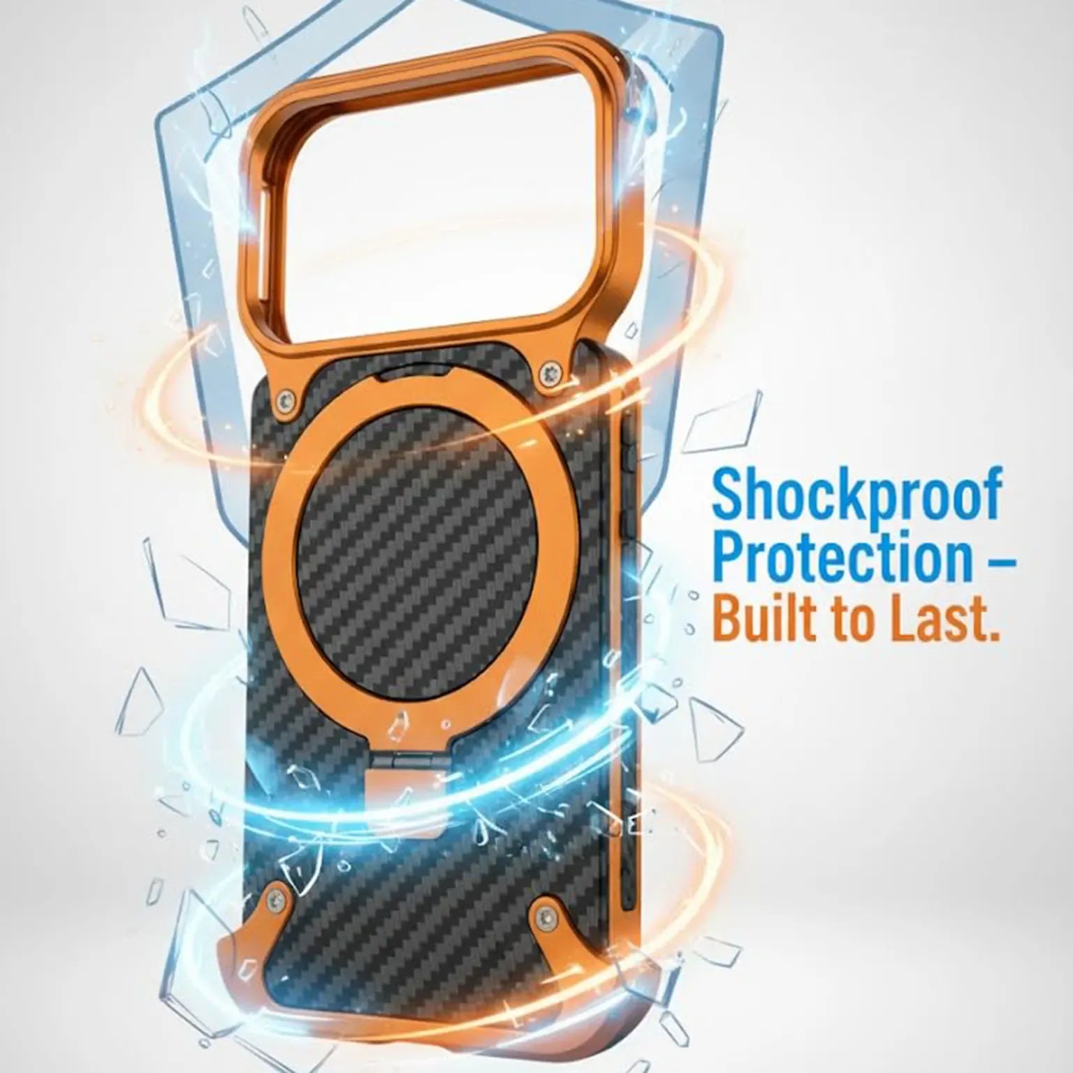 OATSBASF Carbon Fiber Metal Kickstand Frameless Magsafe Case for iPhone 17 Pro