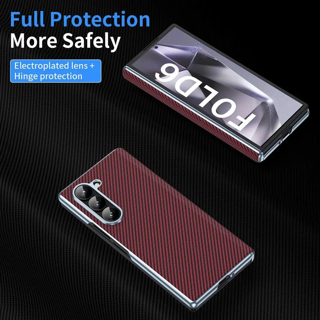ktusu Generic Cases & Covers Carbon Fiber Electroplating Front Screen Glass Case with Hinge Protection for Samsung Z Fold7