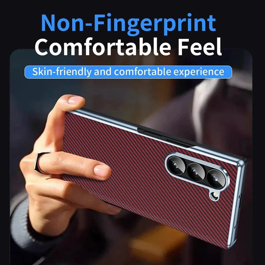 ktusu Generic Cases & Covers Carbon Fiber Electroplating Front Screen Glass Case with Hinge Protection for Samsung Z Fold7