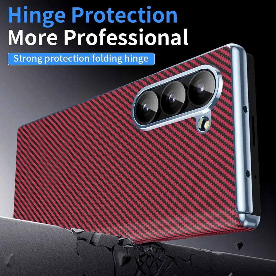 ktusu Generic Cases & Covers Carbon Fiber Electroplating Front Screen Glass Case with Hinge Protection for Samsung Z Fold7