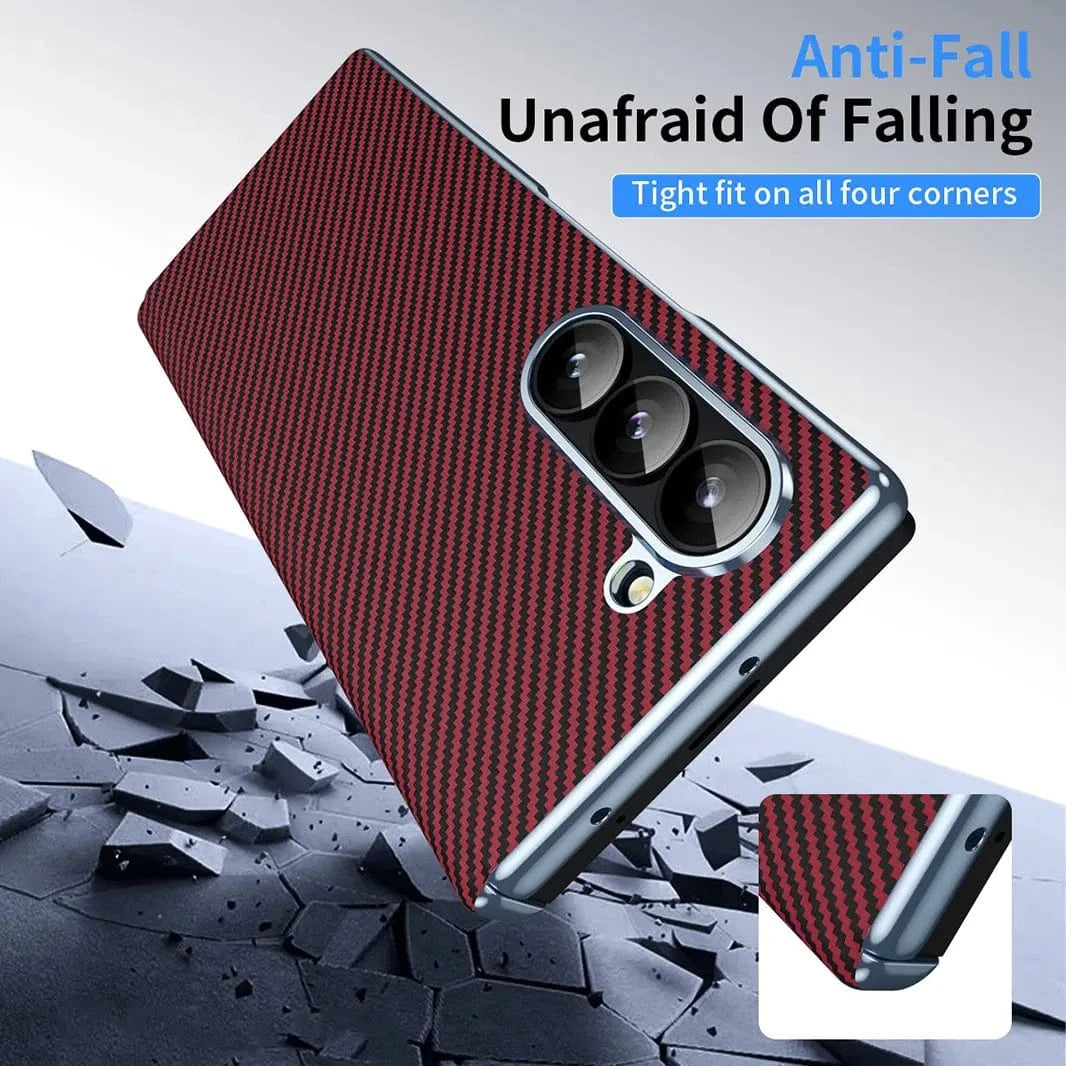 ktusu Generic Cases & Covers Carbon Fiber Electroplating Front Screen Glass Case with Hinge Protection for Samsung Z Fold7