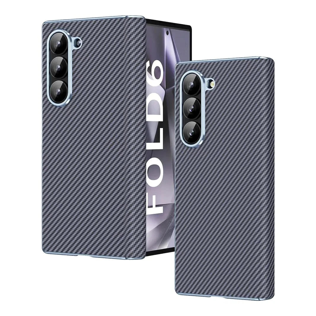 Carbon Fiber Electroplating Front Screen Glass Case with Hinge Protection for Samsung Z Fold7