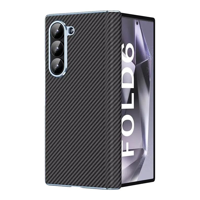 Cases & Covers for Samsung Z Fold6 / Black Carbon Fiber Electroplating Hard Phone Back Case for Samsung Z Fold 6