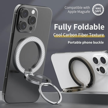 Carbon Fiber Finger Multi Angle Adjustable MagSafe Magnetic Ring Grip for Magsafe Function Built in Cases
