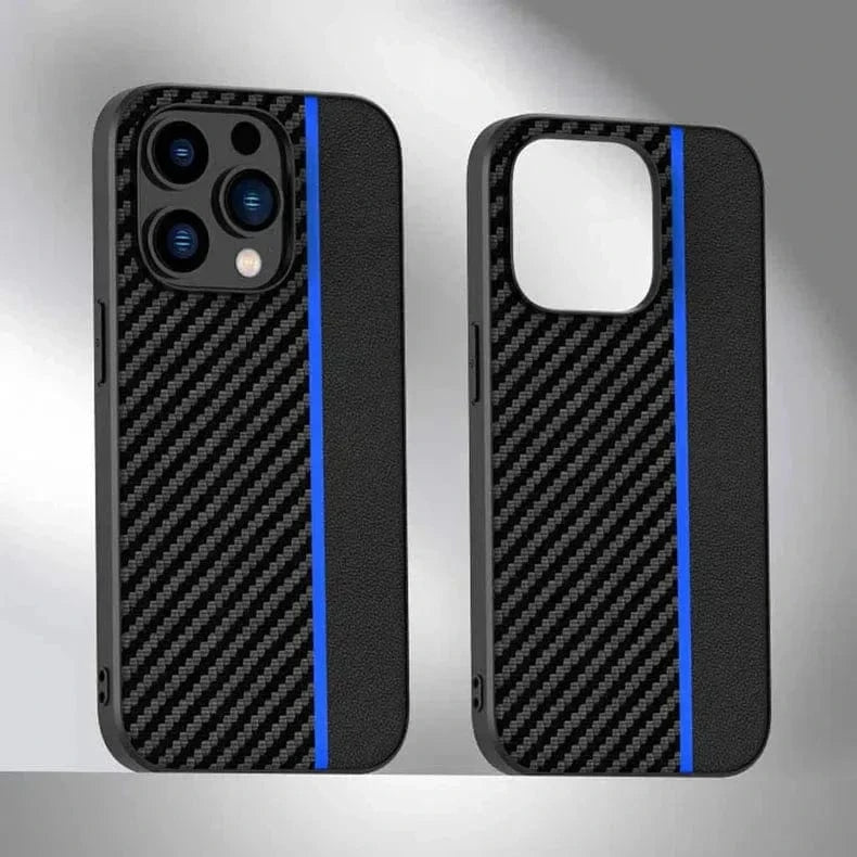 Carbon Fiber Leather Texture Case for iPhone 15 Plus