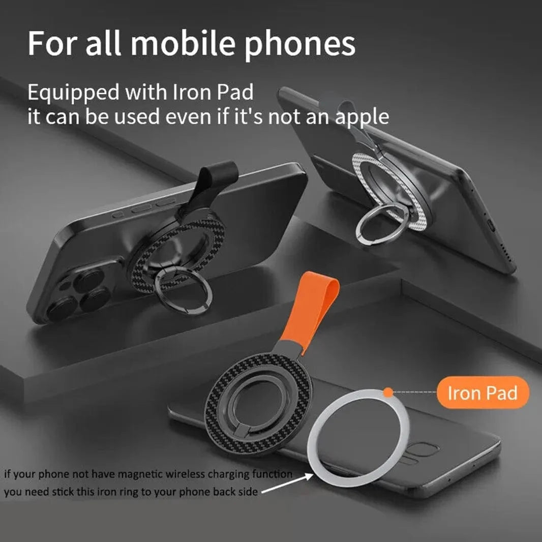 Carbon Fiber Magnetic Grip Stand for Magsafe Function Built in Cases