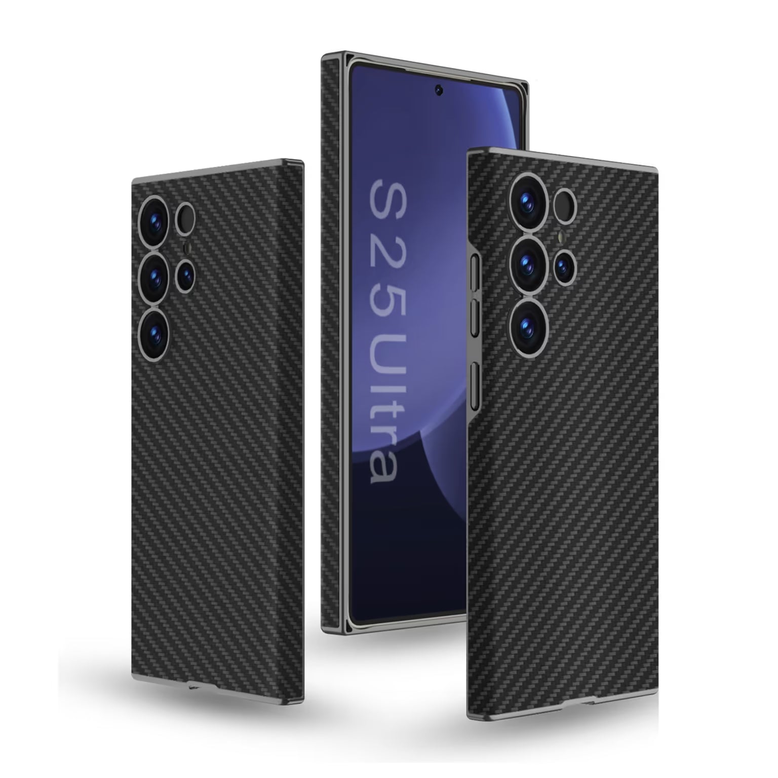 GKK Skin-feeling Leather Carbon Fiber Texture Hard Case for Samsung S25 Ultra