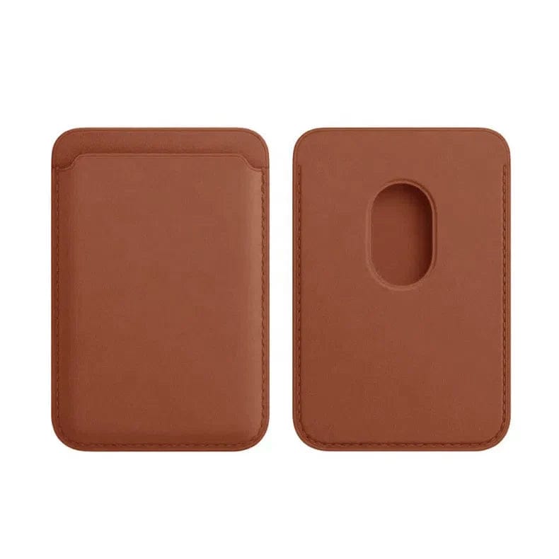 PU Magnetic Card Wallet Holder with MagSafe for Apple iPhone Tan Brown - Ktusu