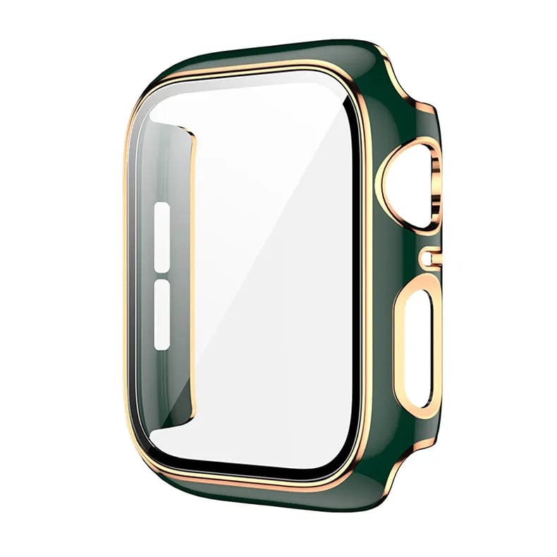 Glossy Chrome Hard PC Built-in Glass Screen Protector Watch Case for iWatch 40mm / Green Gold - Ktusu