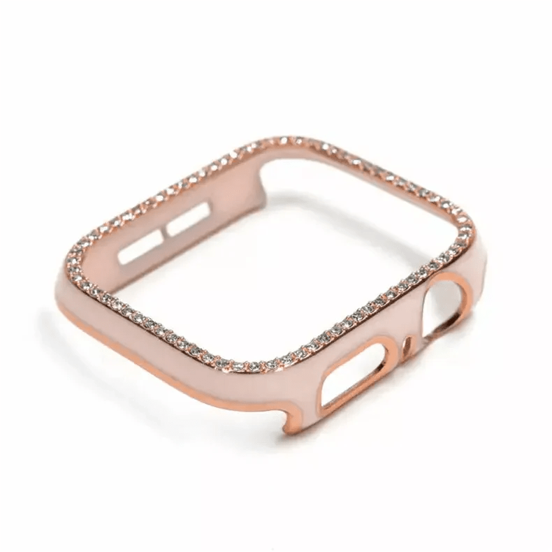 Single Rhinestone Frame Hard Slim 360 Degree Body Bumper for iWatch 41mm / Pink Bronze Gold - Ktusu