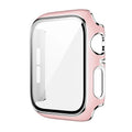 Glossy Chrome Hard PC Built-in Glass Screen Protector Watch Case for iWatch 44mm / Pink Silver - Ktusu