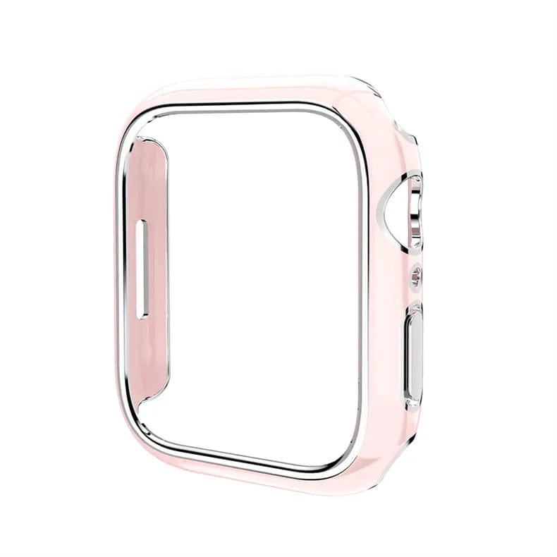 Glossy Chrome Hard PC Slim 360 Degree Body Bumper Case for iWatch 44mm / Pink Silver - Ktusu