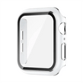 Glossy Chrome Hard PC Built-in Glass Screen Protector Watch Case for iWatch 44mm / White Silver - Ktusu