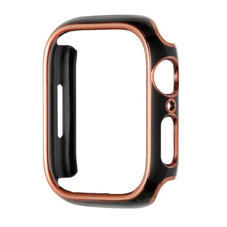 Glossy Chrome Hard PC Slim 360 Degree Body Bumper Case for iWatch 45mm / Black Bronze Gold - Ktusu