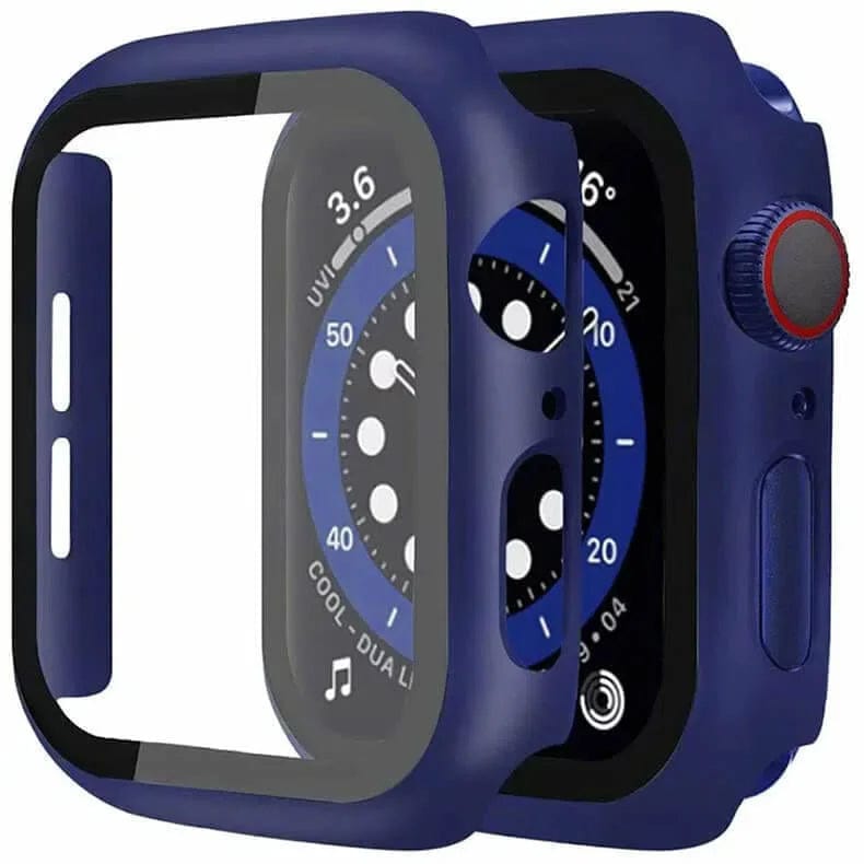 Matte Protective Watch Case with in-build Glass for iWatch 45mm / Blue - Ktusu