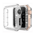 Dual Rhinestone Frame Hard Slim 360 Degree Body Bumper for iWatch 45mm / Transparent - Ktusu