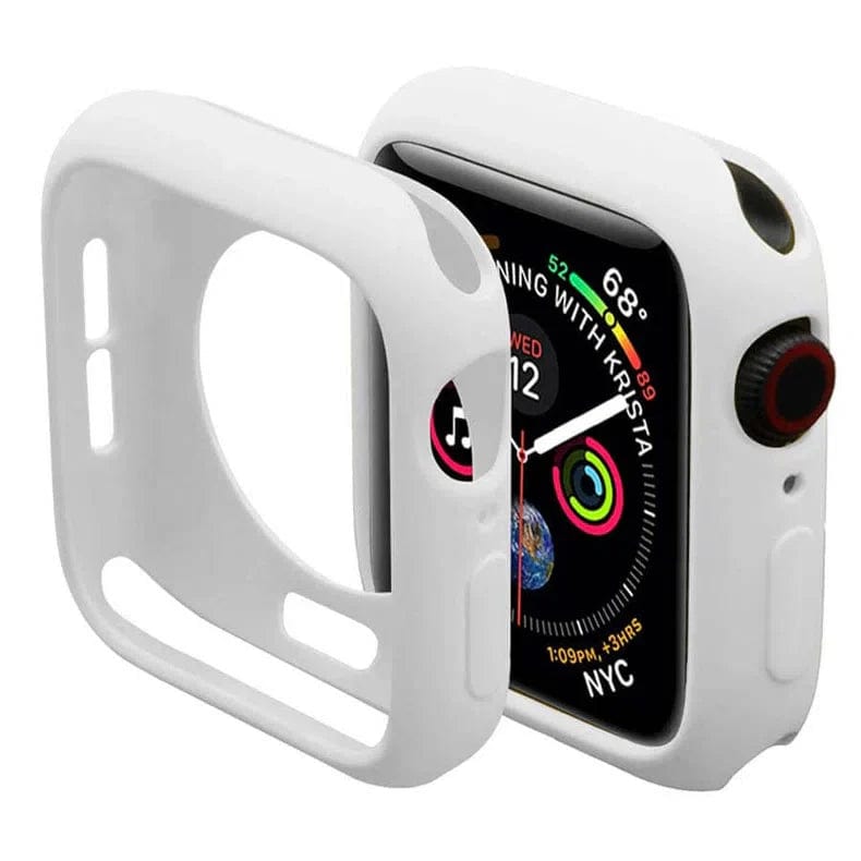 Matte Silicone Soft Slim 360 Degree Body Bumper for iWatch 45mm / White - Ktusu