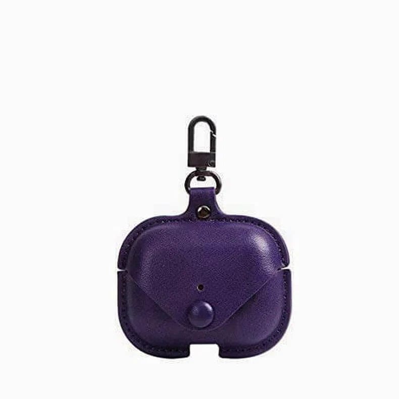 Leather Protective Personalized Waterproof Case for Apple Airpods Airpods 1 | 2 / Deep Purple - Ktusu