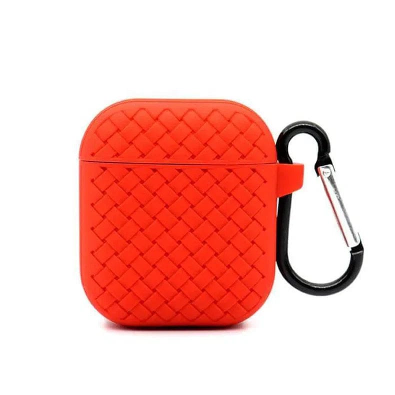 Woven Pattern Silicone Soft Case for Apple Airpods Airpods 1 | 2 / Red - Ktusu