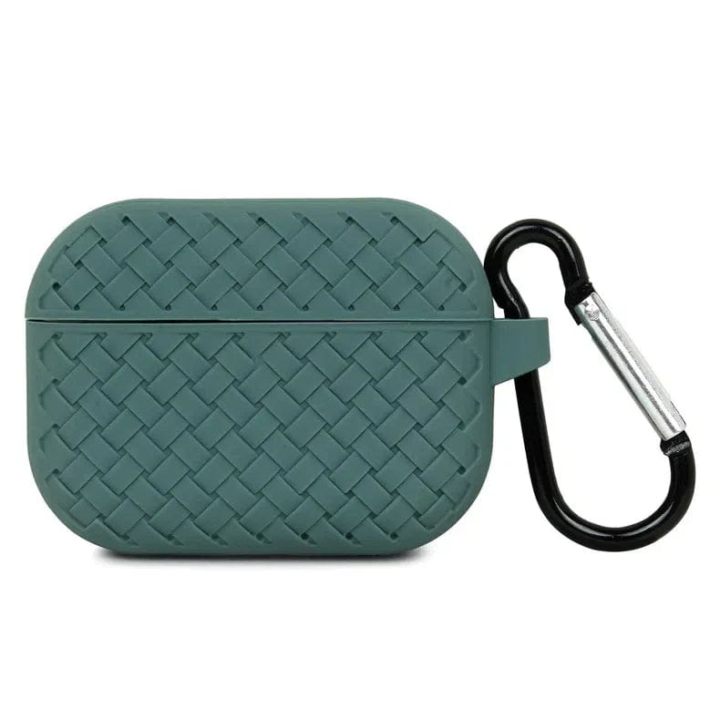 Woven Pattern Silicone Soft Case for Apple Airpods Airpods 3 / Midnight Green - Ktusu