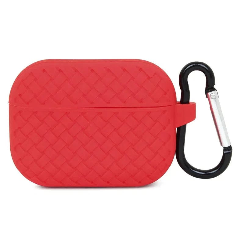 Woven Pattern Silicone Soft Case for Apple Airpods Airpods 3 / Red - Ktusu