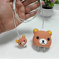 3D Silicone Case Cover for Apple Charger 18-20W with Spiral Cable Brown Bear 1 - Ktusu