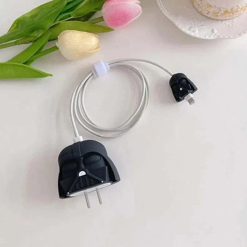 3D Silicone Case Cover for Apple Charger 18-20W with Spiral Cable Darth Vader - Ktusu