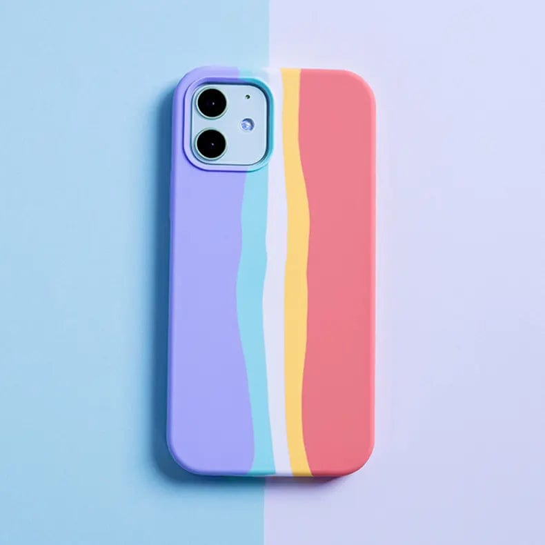 Rainbow Color Liquid Silicone Slim Soft Touch Phone Back Case for Apple iPhone iPhone 11 Pro / Lavender - Ktusu