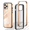 Square Electroplated Transparent Hard Phone Back Case for Apple iPhone iPhone 12 | 12 Pro / Gold - Ktusu