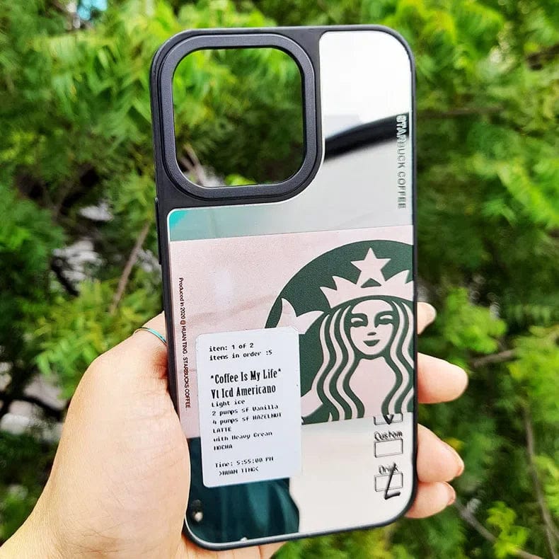 Starbucks Print Mirror Acrylic Glass Hard Phone Back Case for Apple iPhone iPhone 12 Pro Max / Starbucks 2 - Ktusu