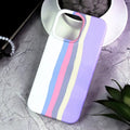 Rainbow Color Liquid Silicone Slim Soft Touch Phone Back Case for Apple iPhone iPhone 12 Pro Max / White Lavender - Ktusu