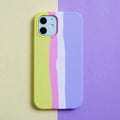 Rainbow Color Liquid Silicone Slim Soft Touch Phone Back Case for Apple iPhone iPhone 12 Pro Max / Yellow - Ktusu