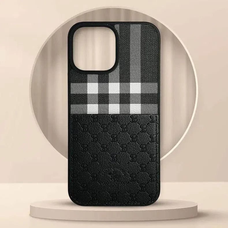 Santa Barbara Classic Plaid Series Phone Back Case for Apple iPhone iPhone 13 Pro Max / Black - Ktusu