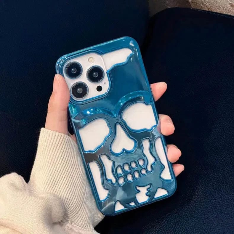 Hollow Skull Design Soft Phone Back Case for Apple iPhone iPhone 13 Pro Max / Blue - Ktusu