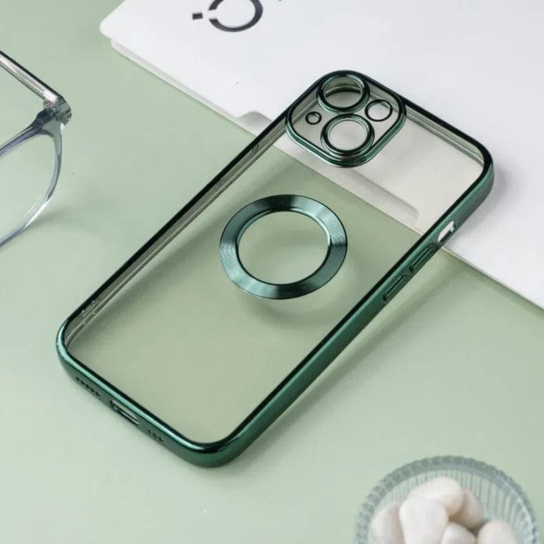 Silicone Soft transparent Lens Protection Chrome Phone Back Case for Apple iPhone iPhone 13 Pro Max / Green - Ktusu