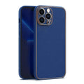 Electroplating Leather Texture TPU Edge Hard Phone Back Case for Apple iPhone iPhone 14 Plus / Royal Blue - Ktusu