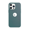 Leather Texture case with Logo Cut Hard Phone Back Case for Apple iPhone iPhone 14 Pro / Alpine Green - Ktusu