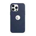 Leather Texture case with Logo Cut Hard Phone Back Case for Apple iPhone iPhone 14 Pro / Co Blue - Ktusu