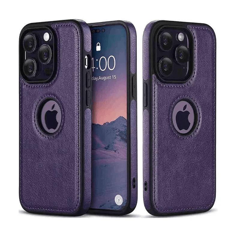 Slim PU lychee Leather Texture Hard Phone Back Case for Apple iPhone iPhone 14 Pro / Deep Purple - Ktusu