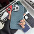 Luxury Weave Breathable Matte Silicone Soft Grid Phone Back Case for Apple iPhone iPhone 14 Pro Max / Alpine Blue - Ktusu